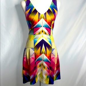 Nicole Miller Artelier Scuba Rainbow Dress Size S